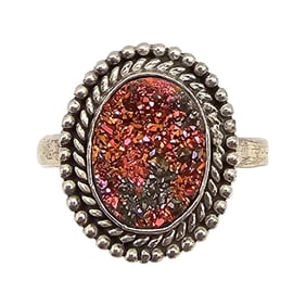 STS Druzy Sterling Silver Ring Size 6.5 2.2 G