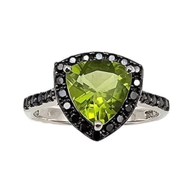 IBB Peridot Sterling Silver Cocktail Ring Size 8.25 3.3 G