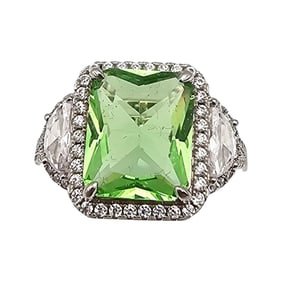 S Rhinestone Sterling Silver Cocktail Ring Size 8.5 5.8 G