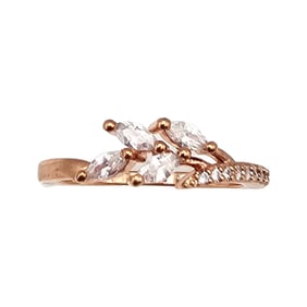 S Rhinestone Rose Gold Over Sterling Silver Cocktail Ring Size 5.5 1.6 G