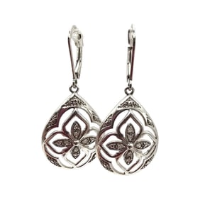 IBB Diamond Sterling Silver Dangle Earrings 4.1 G
