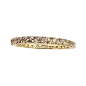 FAS Rhinestone Gold Over Sterling Silver Eternity Ring Size 5 1.3 G