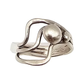 Sterling Silver Modernist Ring Size 5.5 3.5 G