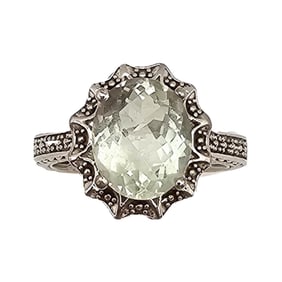 VJ Quartz Sterling Silver Cocktail Ring Size 7.5 4.8 G