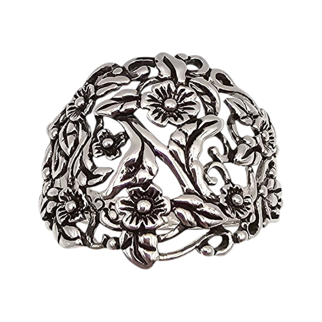 Sterling Silver Floral Ring Size 12.5 5.6 G: Sterling Silver Floral Ring Size 12.5 5.6 G
