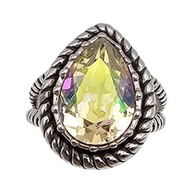 FD Cubic Zirconia Sterling Silver Cocktail Ring Size 6.75 7.3 G