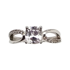 STS White Sapphire Sterling Silver Cocktail Ring Size 6.5 3 G