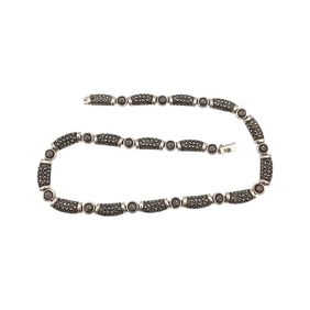 A Marcasite Sterling Silver Link Necklace 47.3 G
