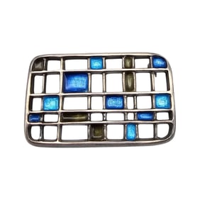 David Andersen Norway Guilloche Enamel Sterling Silver Brooch 15.6 G