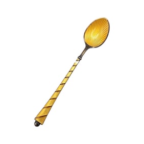 Eld Denmark Guilloche Enamel Sterling Silver Yellow Spoon 8.6 G