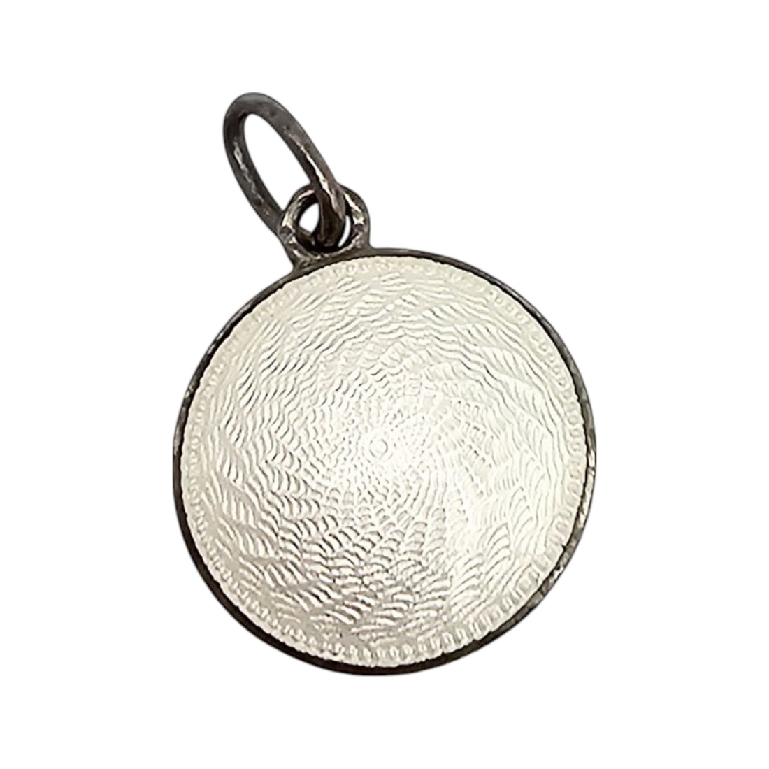 Guilloche Enamel Sterling Silver White Pendant 3.1 G (1 of 3)