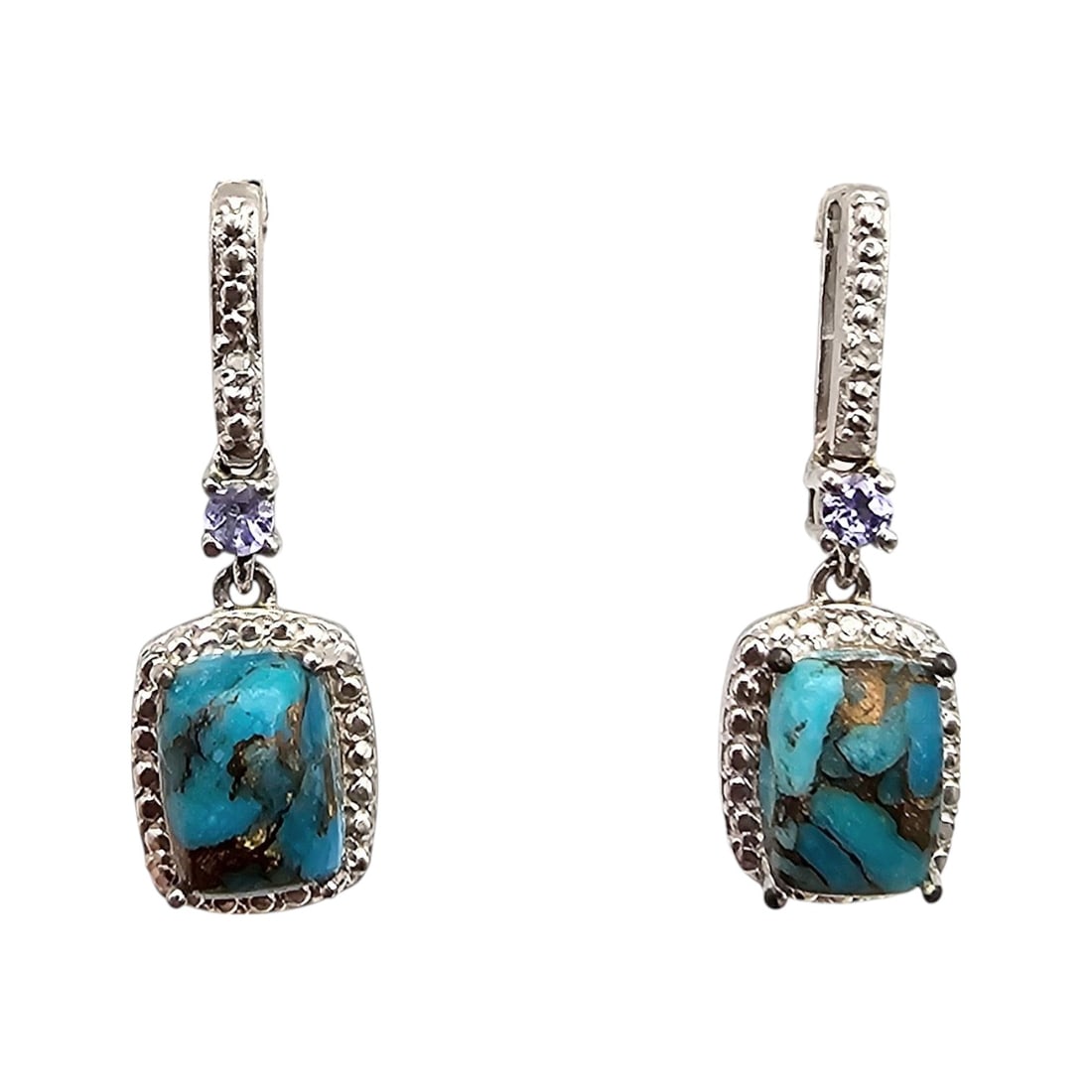 Turquoise Sterling Silver Dangle Earrings 4.1 G (1 of 4)