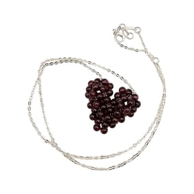Zoe B Garnet Sterling Silver Heart Necklace 7.6 G
