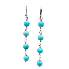 SWS Turquoise Sterling Silver Dangle Earrings 3.4 G