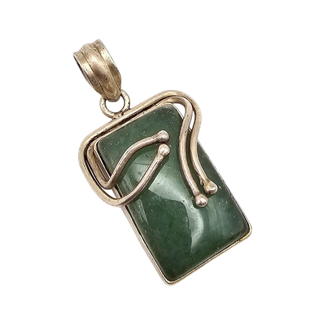 Jade Sterling Silver Pendant 13 G: Jade Sterling Silver Pendant 13 G