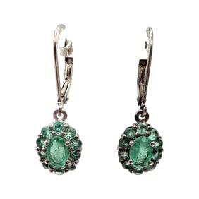 STS Emerald Sterling Silver Earrings 2.4 G