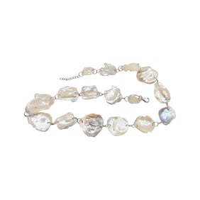 D'Joy Mother Of Pearl Sterling Silver Necklace 28.6 G