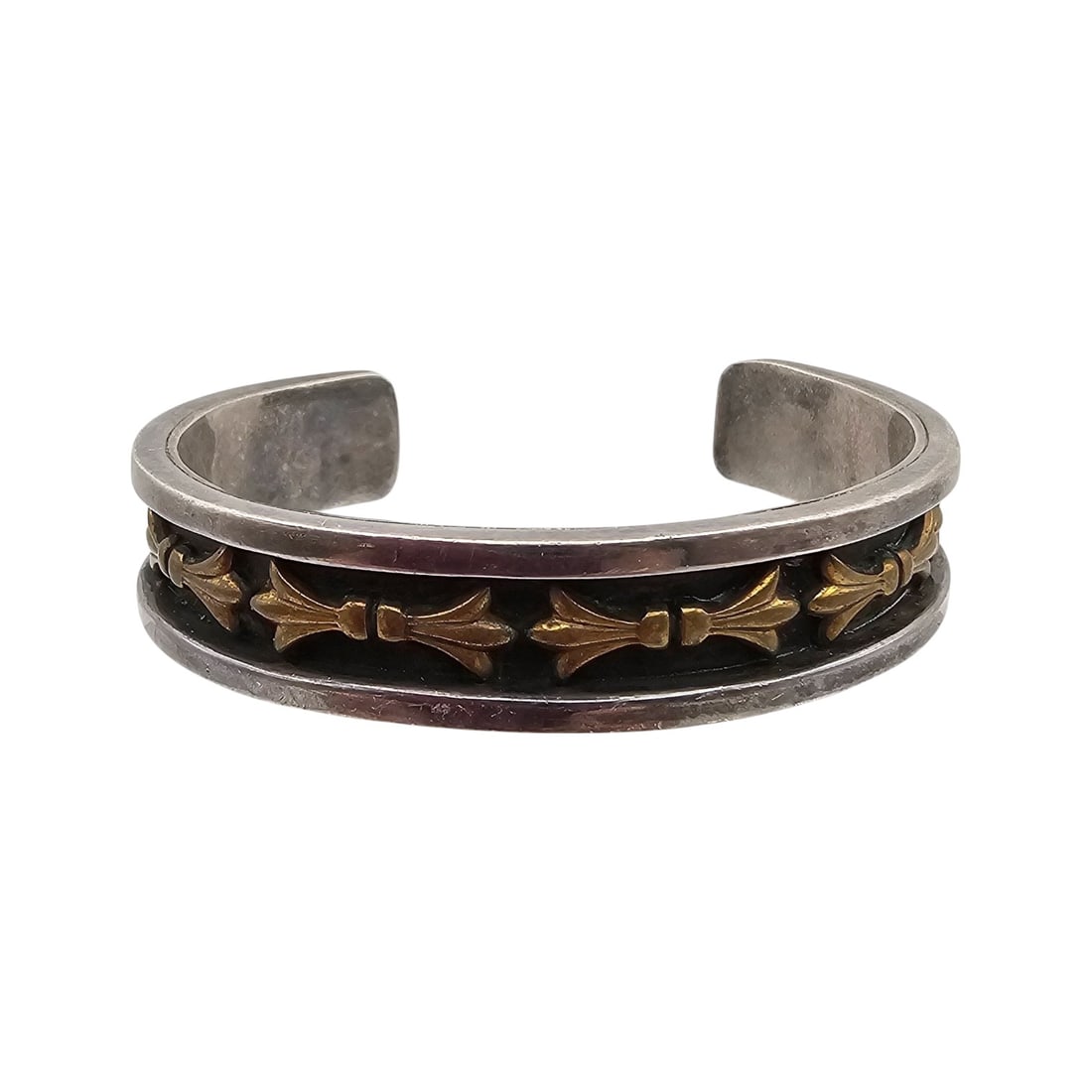 Signed DL Sterling Silver Two-Tone Cuff Bracelet 40 G (1 of 5)