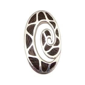 Wood Sterling Silver Pendant 8.3 G
