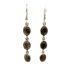 Labradorite Sterling Silver Dangle Earrings 3.1 G