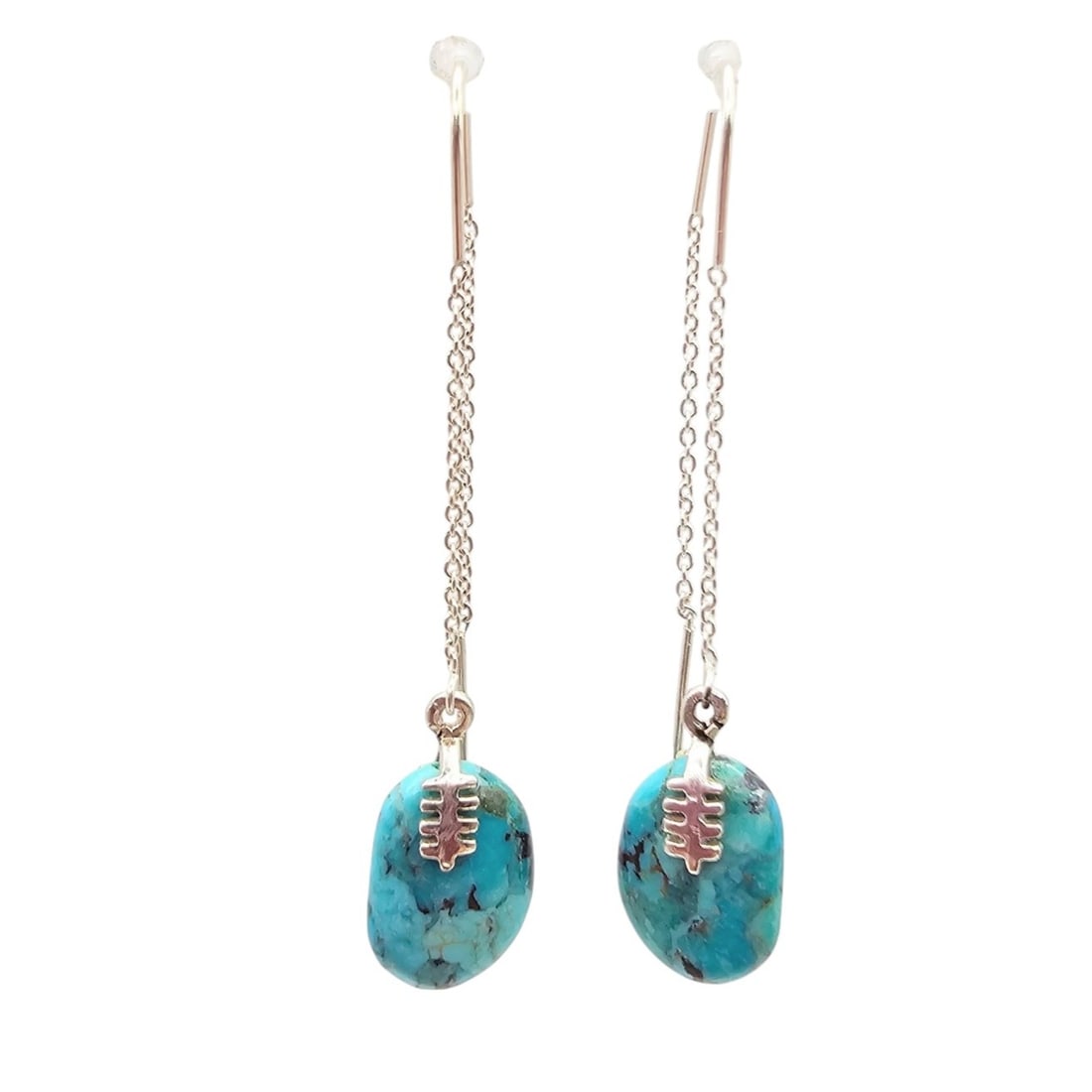 Barse Turquoise Sterling Silver Dangle Earrings 3 G (1 of 4)