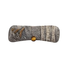 Tiger's Eye Sterling Silver Modernist Brooch 6 G