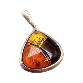 PZ Poland Amber Sterling Silver Pendant 8.9 G