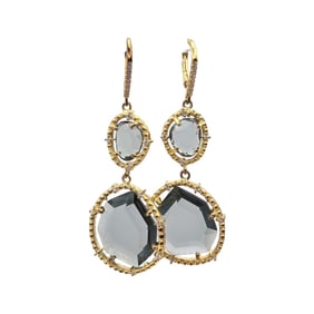 Rhinestone Gold Over Sterling Silver Dangle Earrings 11.5 G