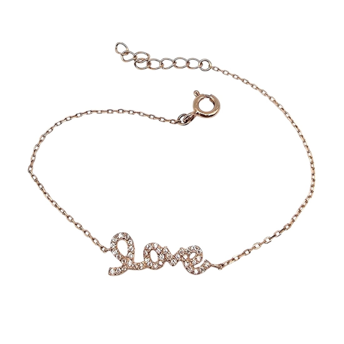 N Clear Stone Rose Gold Over Sterling Silver LOVE Bracelet 1.4 G: N Clear Stone Rose Gold Over Sterling Silver LOVE Bracelet 1.4 G