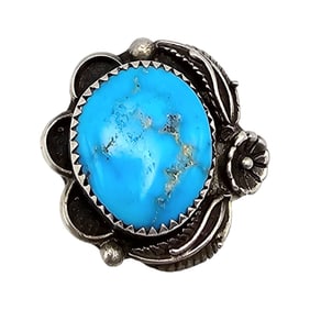 Signed BP Native Turquoise Sterling Silver Ring Size 6.25 6.9 G