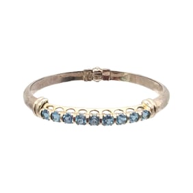 CI Topaz Sterling Silver Hinge Bangle Bracelet 15.6 G