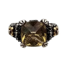 Bixby Amethyst 18K Gold Sterling Silver Ring Size 8.25 8.5 G
