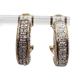 NWT Diamond Sterling Silver Hoop Earrings 5.7 G 0.50 TCW