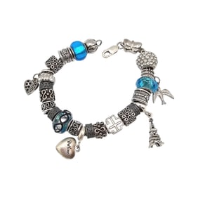 Sterling Silver Charm Bracelet 56.4 G