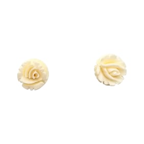 NIB Carla Genuine Ivory Carved Gold Filled Earrings 1.2 G