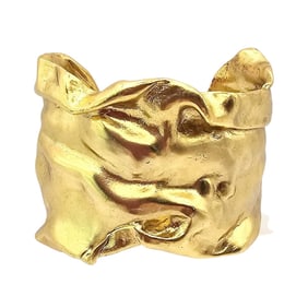 Karine Sultan Gold Tone Brutalist Cuff Bracelet