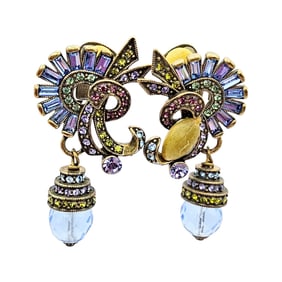 NIB Heidi Davis Blue Rhinestone Earrings