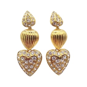 Nolan Miller Clear Rhinestone Gold Tone Drop Dangle Earrings