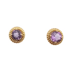 Mexico Signed Amethyst 14K Gold Earrings 1.4 G Approximately 2 TCW