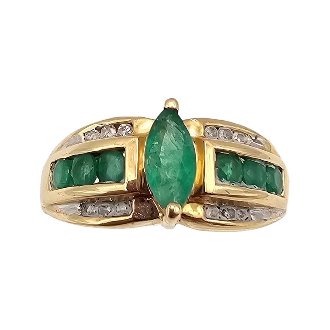 CRP 14K Gold Emerald Diamond Ring Size 5 3.5 G Approximately 0.80 TCW (1 of 4)