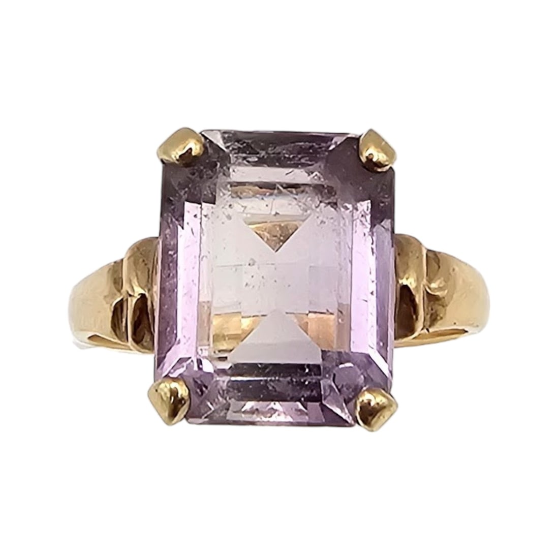 14K Gold Amethyst Ring Size 7.75 4.3 G Approximately 4.75 TCW (1 of 4)