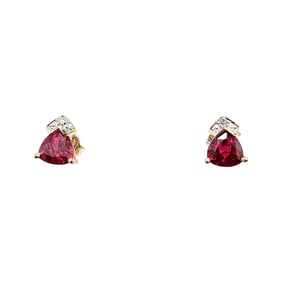 Signed 10K Gold Ruby Diamond Earrings 1.4 G Approximately 0.50 TCW