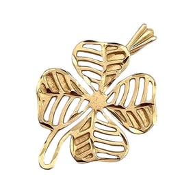 Ma 14K Gold Four Leaf Clover Pendant 1.9 G