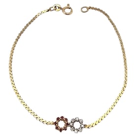 Italy 10K Gold Ruby Diamond Bracelet 3 G