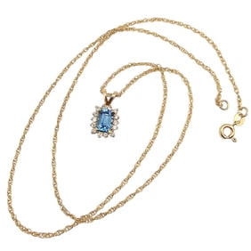 CID  14K Gold Topaz Diamond Necklace 4.2 G Approximately 0.75 TCW 0.42 TCW