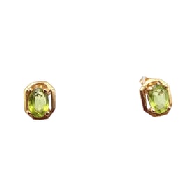14K Gold Peridot Earrings 1.4 G Approximately 1 TCW