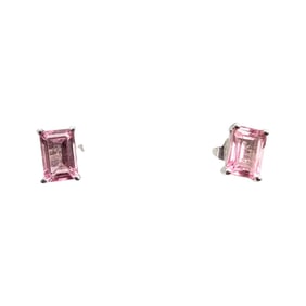 M 10K White Gold Pink Topaz Earrings 0.8 G Approximately 1 TCW