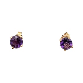 Signed 14K Gold Amethyst Earrings 1.1 G Approximately 1.3 TCW