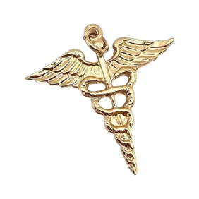 14K Gold Caduceus Medical Pendant 2.2 G