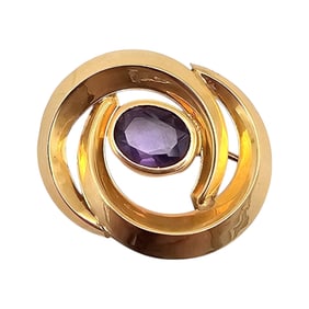 14K Gold Amethyst Brooch 2.3 G Approximately 1.50 TCW